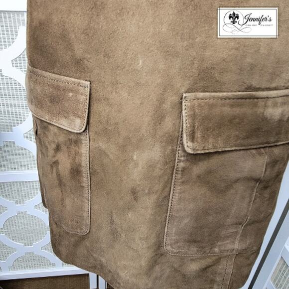 H & M BRAND NEW Genuine Suede Flap Pocket Mini Skirt Size 12 - Picture 3 of 11